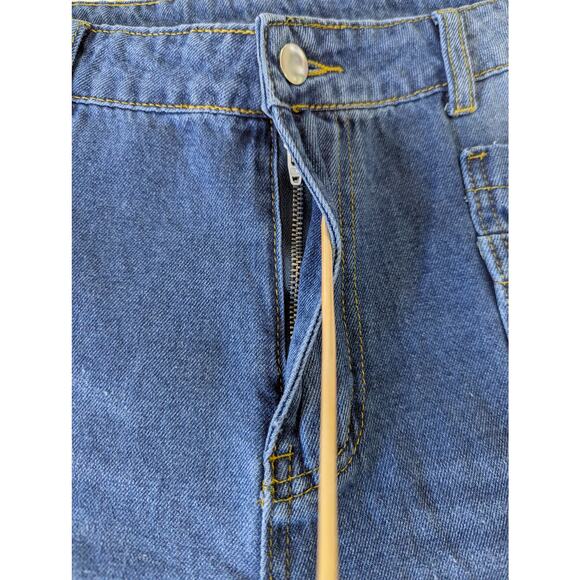 Women's Trendy High Waisted Wide Leg Baggy Ankle Denim Pants Sz XL - Picture 5 of 10